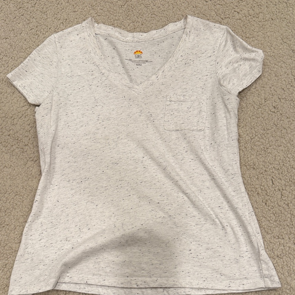 C&C California Women's Speckled Gray V-Neck Tee